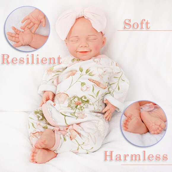 🆕17inch Realistic Full Body Silicone Close Eyes Newborn Mia-ivory White Girl - Picture 6 of 10